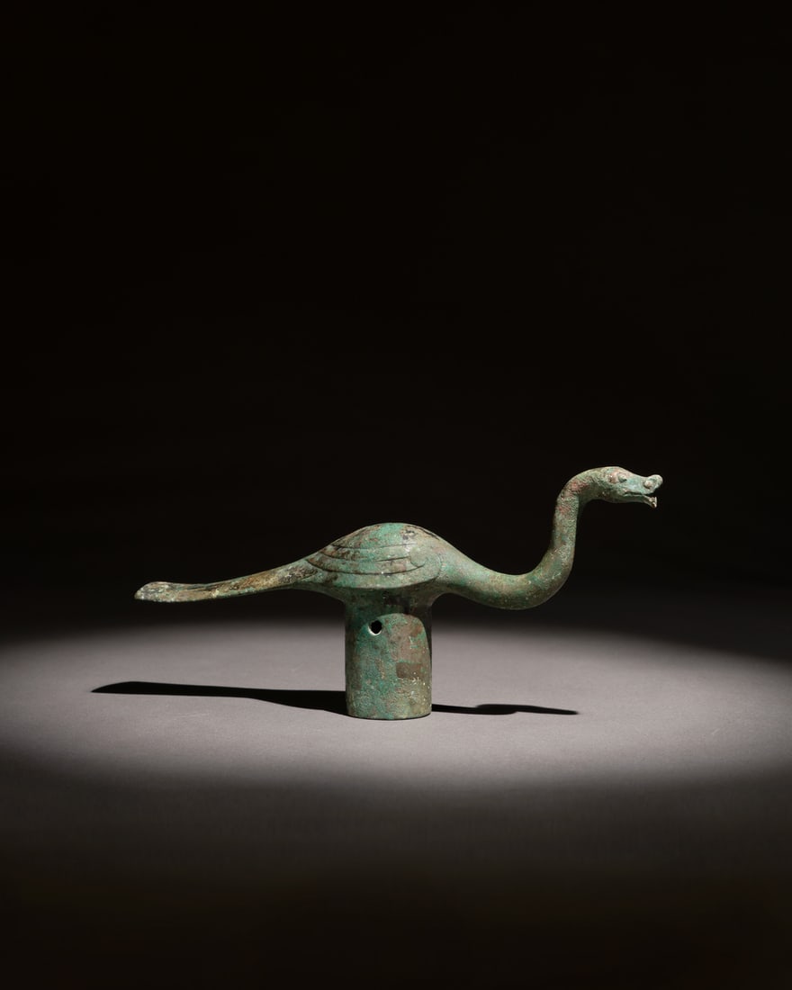 A BRONZE BIRD-FORM FINIAL (1 of 1)