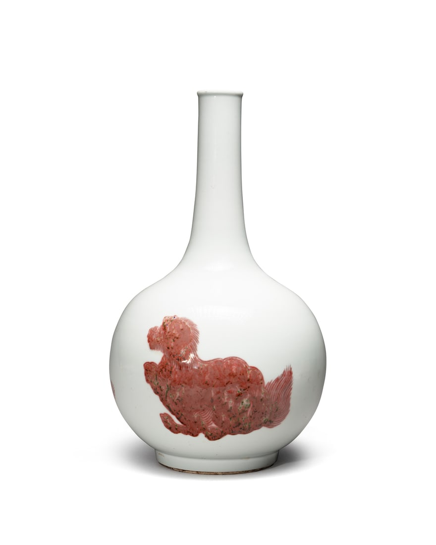 A COPPER-RED 'MYTHICAL BEAST' VASE (1 of 2)
