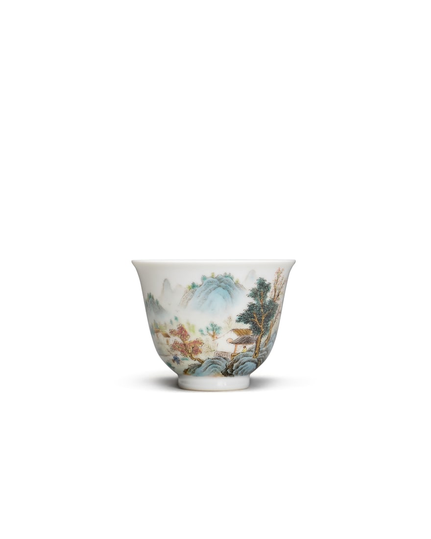 A FAMILLE ROSE 'FIGURAL' CUP (1 of 3)