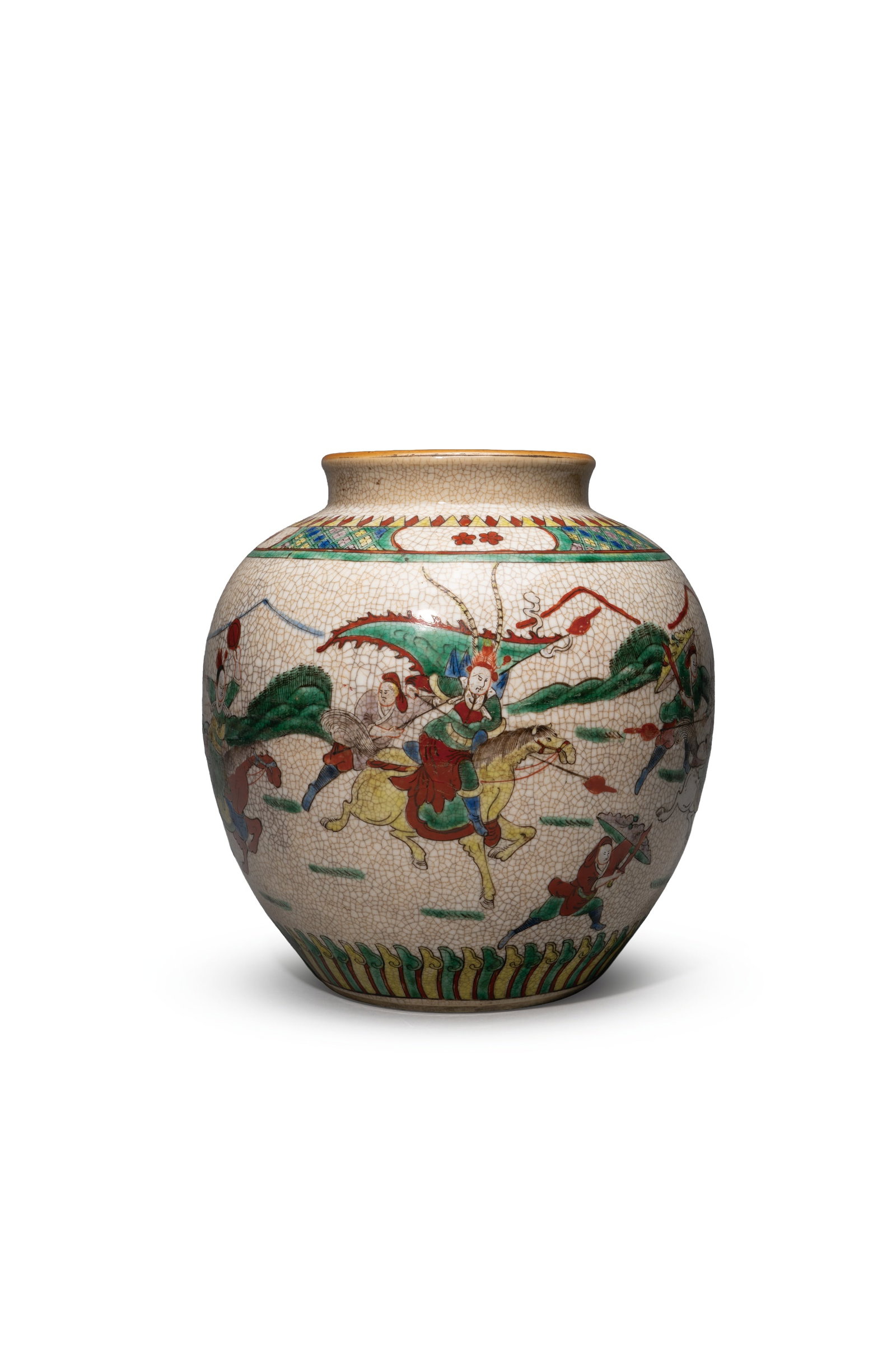 A GE-TYPE PAINTED 'FIGURAL' JAR: 年代(Age):19-20TH CENTURY 。尺寸(Size):22.5 cm Length, 23.5 cm Height。