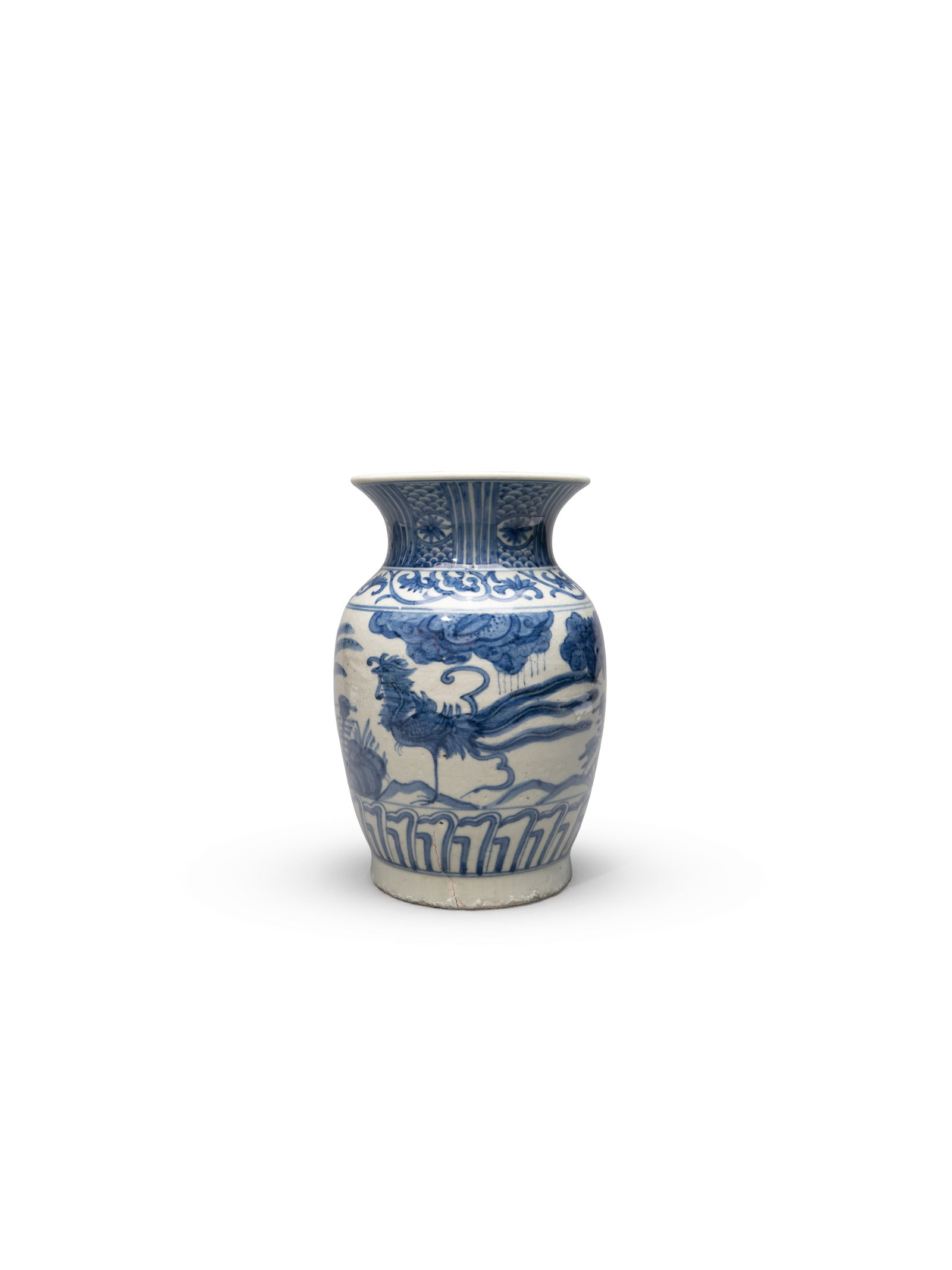 A KRAAK BLUE AND WHITE 'PHOENIX' JAR: 年代(Age):LATE MING TO EARLY QING 。尺寸(Size):28.2 cm Height。 出版：《鄭和與海洋文化—ų