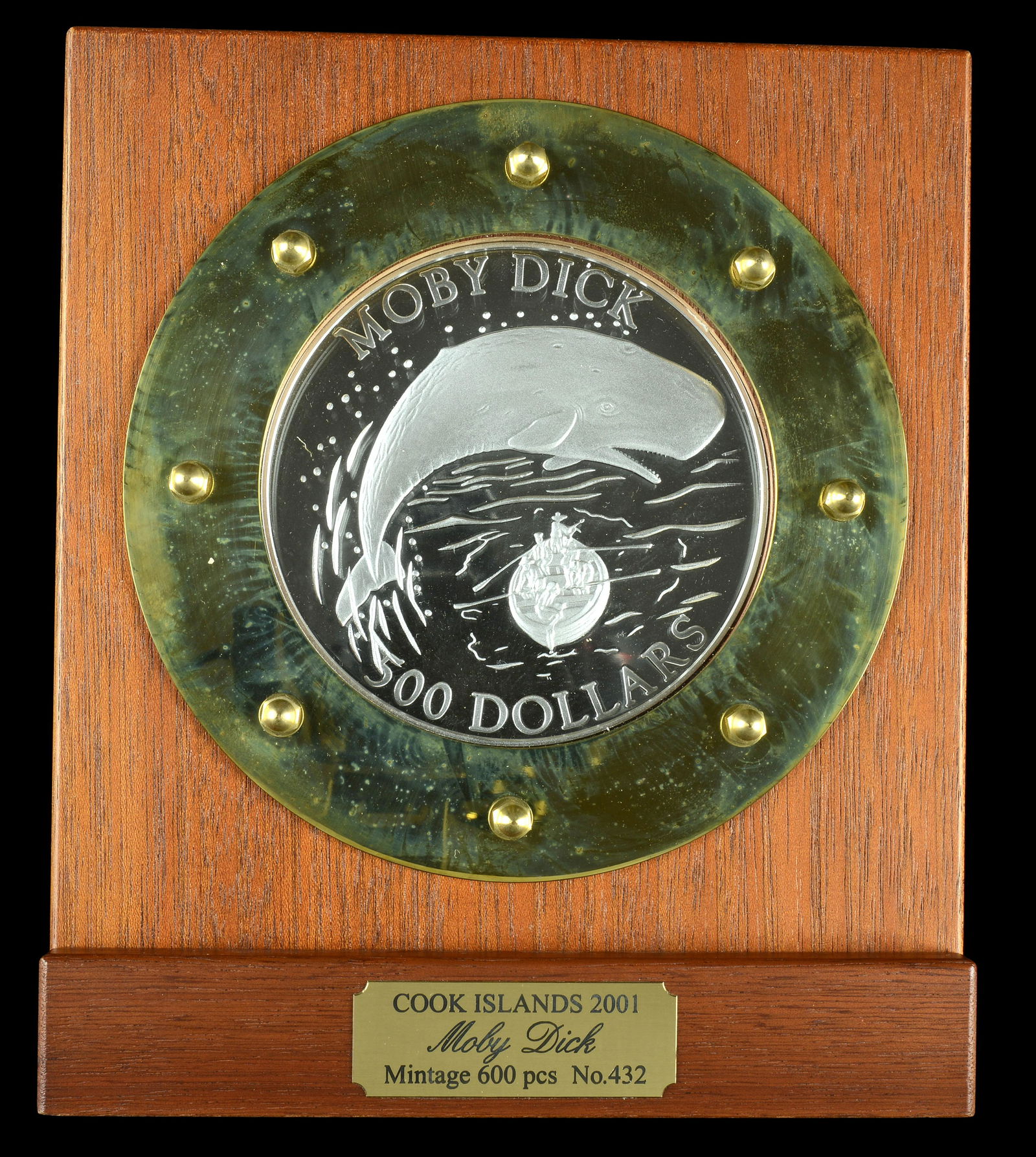 Coins and Tokens of Australasia from Various Properties: Cook Islands, Elizabeth II, silver 500 Dollars, 2001, Moby Dick issue, 2kg. About as struck; in case of issue with certificate £600-£800 ------ For more information, additional images and