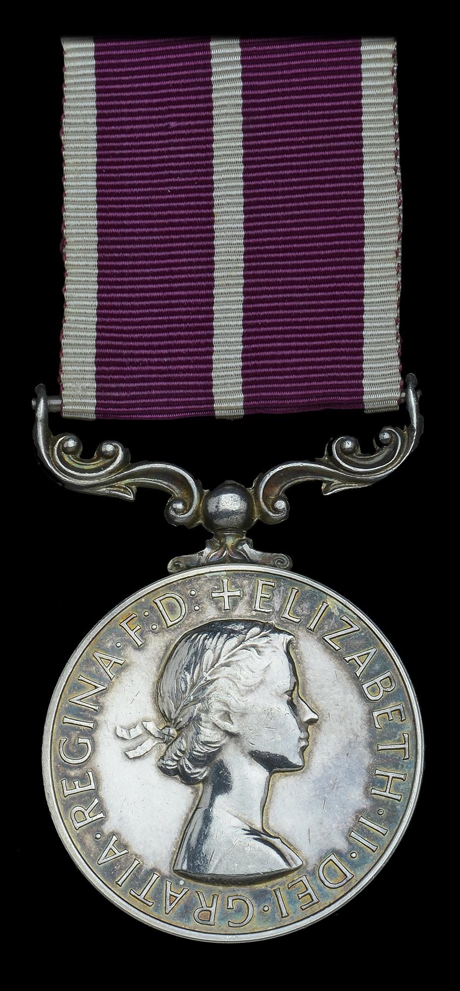 Long Service Medals: Meritorious Service Medal, E.II.R., 2nd issue (6191656 W.O. Cl. 2. T. W. F. Graham, RWK.) extremely fine £300-£400 --- Thomas William Frederick Graham was born in Wandsworth, London, on 9