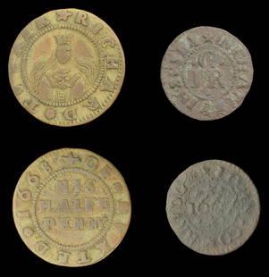 Sussex Tokens, Tickets and Medals from the Collection: 17th Century Tokens, Buxted, Richard Tucker, Halfpenny, 1668, 1.77g/12h (N â€“; BW. 37); Chailey, John Combridge, Farthing, 1667, 0.65g/12h (N â€“; BW. 38) [2]. First about fine, second fair