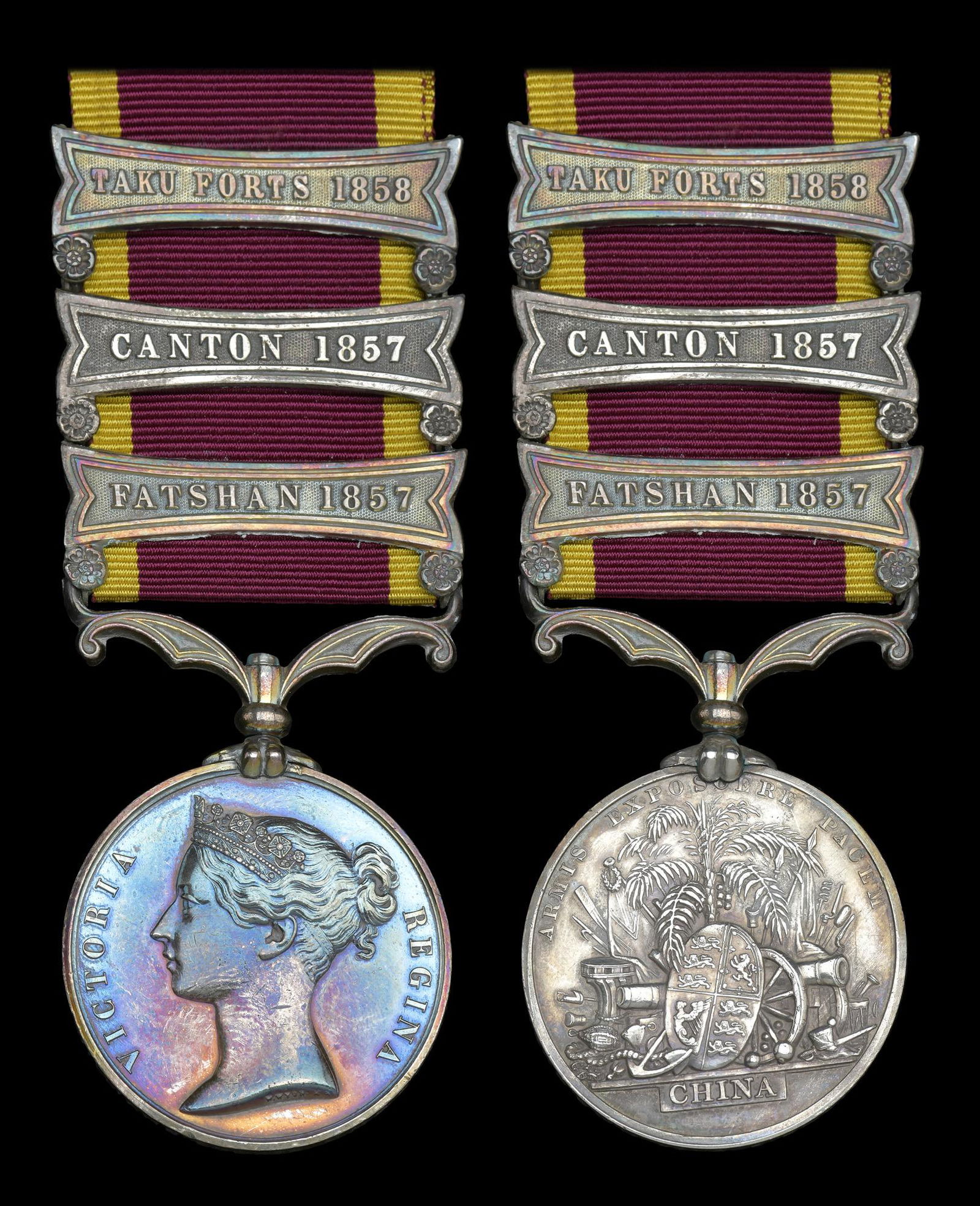 Single Campaign Medals: China 1857-60, 3 clasps, Fatshan 1857, Canton 1857, Taku Forts 1858 (John Williams, Stoker H.M.S. Bustard) contemporary engraved naming, minor edge nicks, otherwise generally good very fine £400