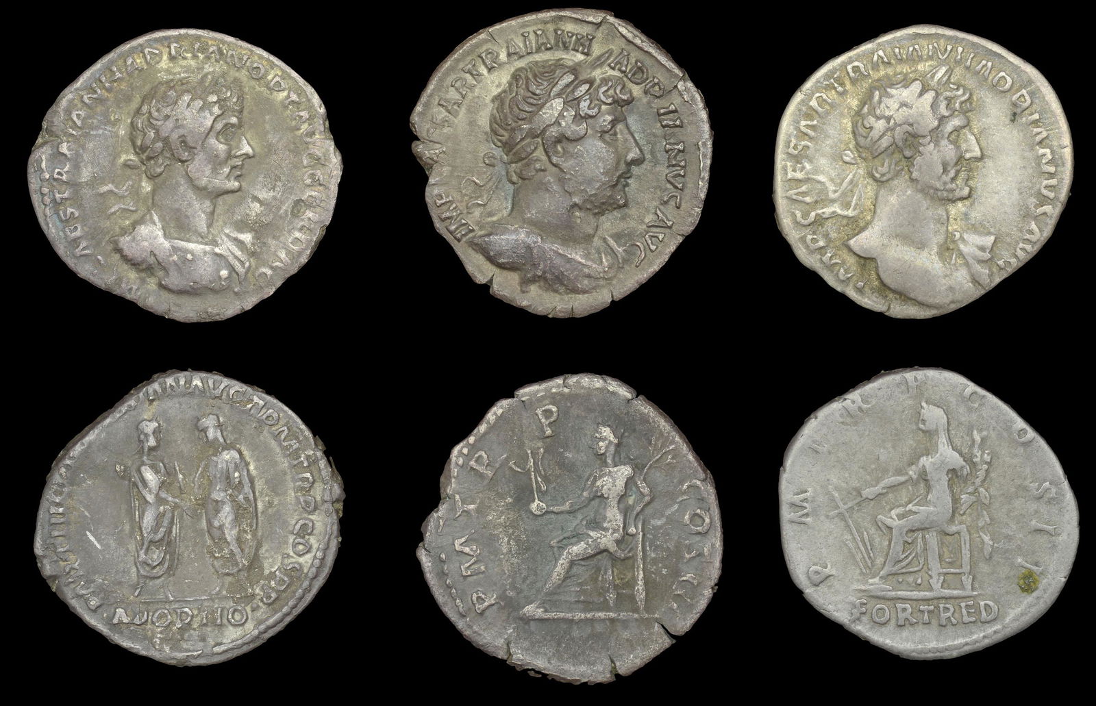 Ancient Coins from the Collection of the late Richard: Roman Imperial Coinage, Hadrian, Denarii (3), all Rome, 117, rev. Trajan and Emperor standing with clasped hands, adoptio in exergue, 2.63g (RIC 9 [3c]; RSC 4a); 118, rev. Fortuna seated left holding