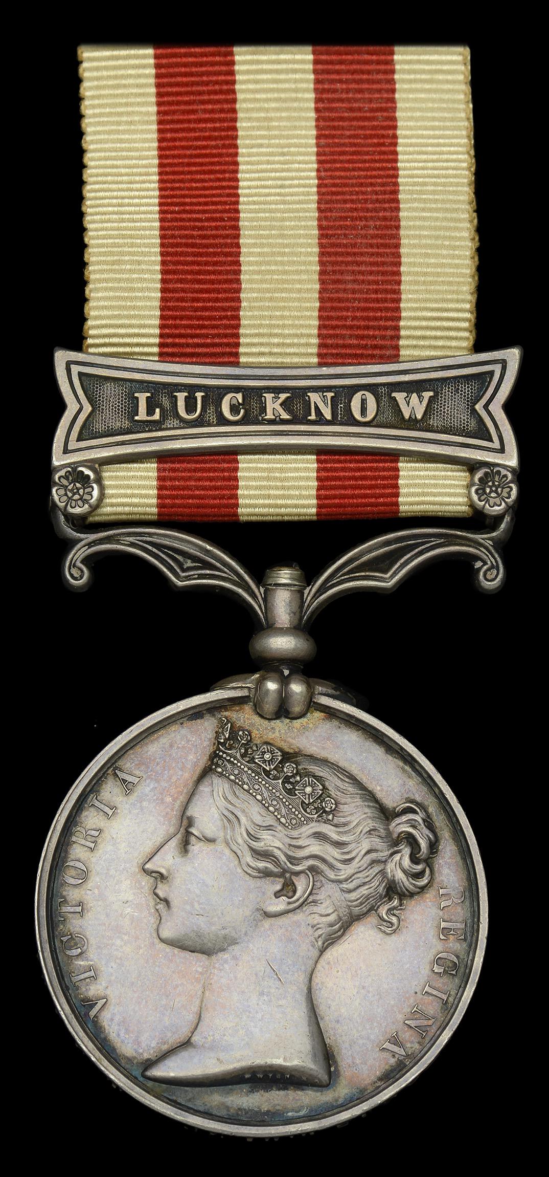 Single Campaign Medals: Indian Mutiny 1857-59, 1 clasp, Lucknow (Captn. F. C. Tombs 18th Bengal N.I.) toned, nearly extremely fine £500-£700---Frederick Cooper Tombs was born at Calcutta on 8 February 182, son of