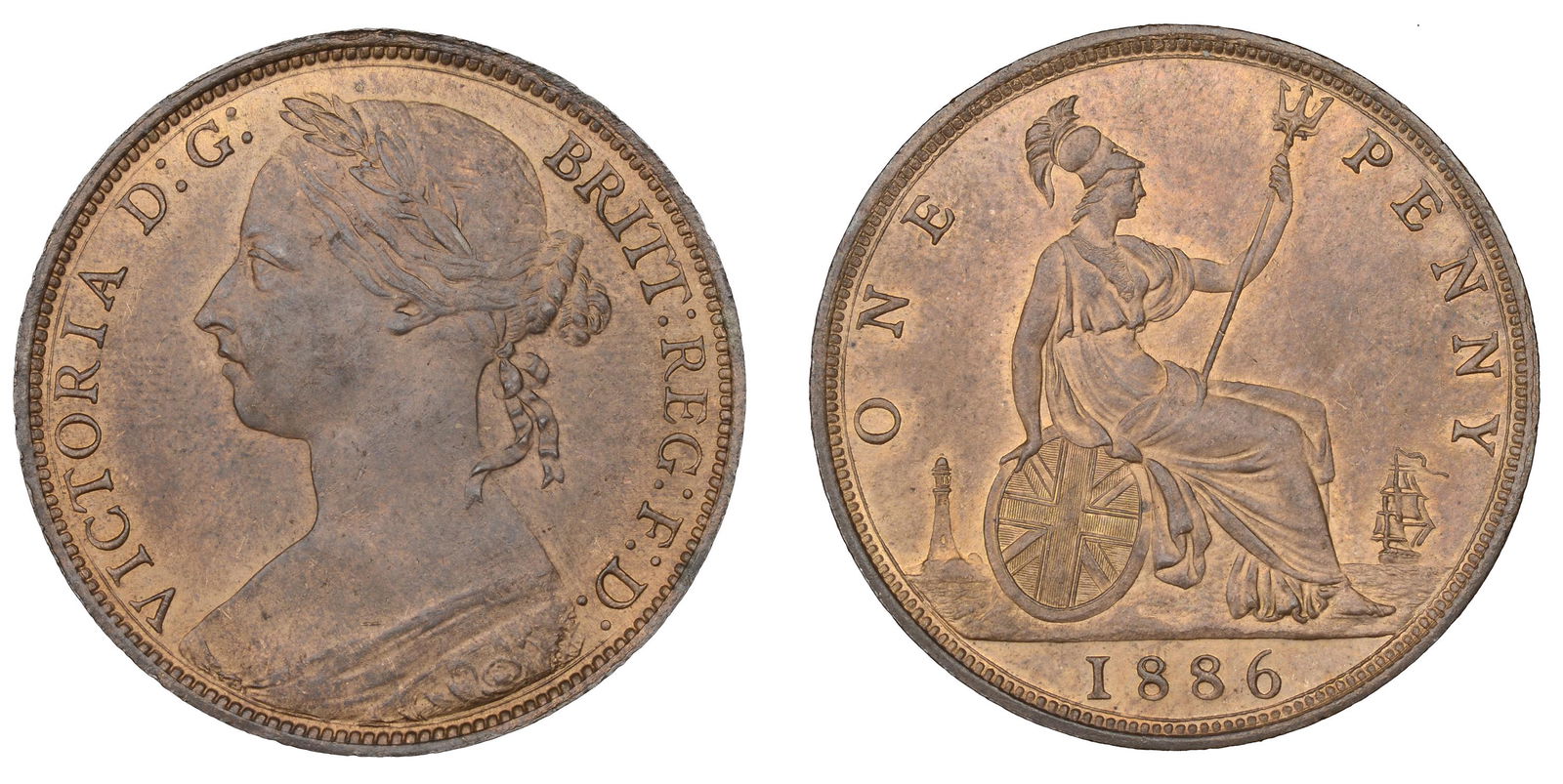 The David Marshall Collection of British Coins: Victoria (1837-1901), Penny, 1886 (F 123; BMC 1737; S 3954). Extremely fine, original colour £60-£80------For more information, additional images and to bid on this lot please go to the au