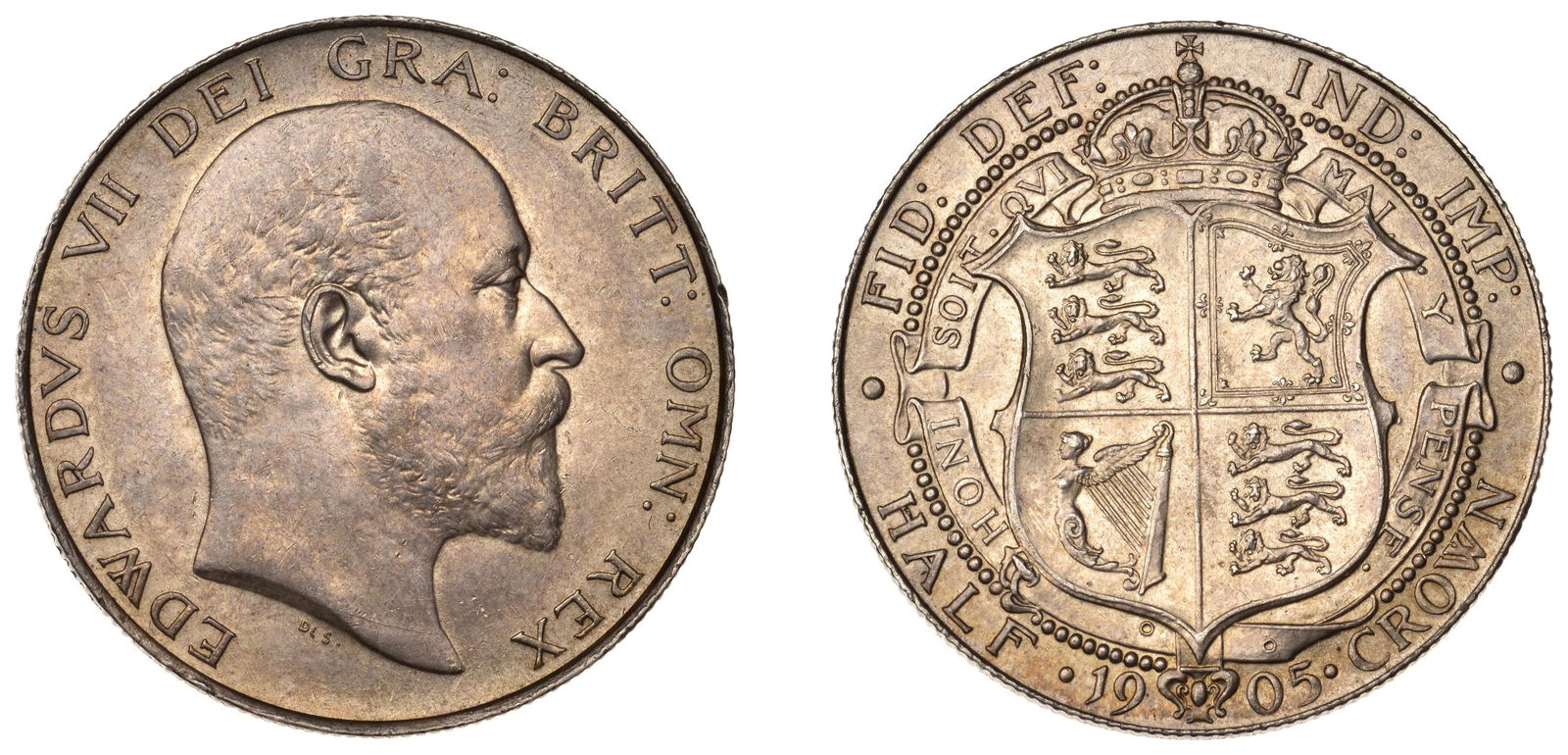 The David Marshall Collection of British Coins: Edward VII (1901-1910), Halfcrown, 1905 (ESC 3571; S 3980). Minor rim nick at 3 oâ€™clock, otherwise good extremely fine, rare £4,000-£5,000------For more information, additional imag