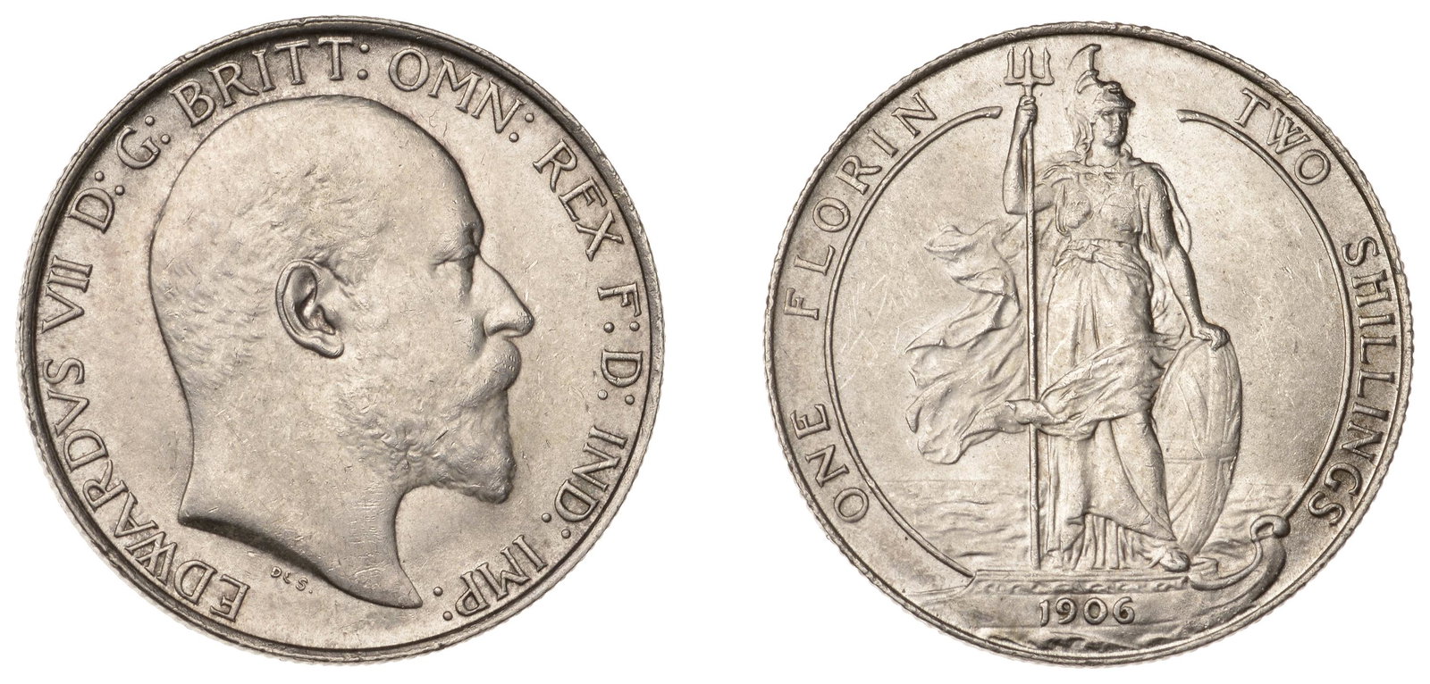 The David Marshall Collection of British Coins: Edward VII (1901-1910), Florin, 1906 (ESC 3582; S 3981). Light surface marks and of bright appearance, otherwise extremely fine or better £200-£300------For more information, additional im