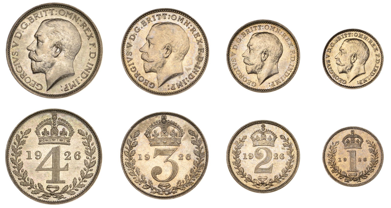The David Marshall Collection of British Coins: George V (1910-1936), Maundy set, 1926 (ESC 3986; S 4027) [4]. About as struck £120-£150------For more information, additional images and to bid on this lot please go to the auctioneers we