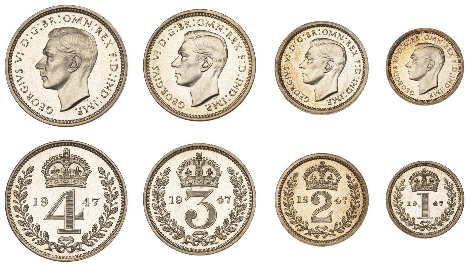 The David Marshall Collection of British Coins: George VI (1936-1952), Maundy set, 1947 (ESC 4316; S 4091) [4]. Brilliant, about as struck, rare £120-£150------For more information, additional images and to bid on this lot please go to