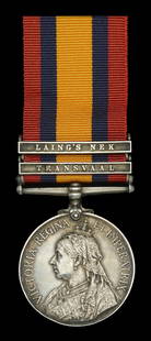 Single Campaign Medals: Queen's South Africa 1899-1902, 2 clasps, Transvaal, Laing's Nek (1676 Pte. A. Black. Durham Lt. Infy.) initial officially corrected, good very fine £60-£80---Andrew Black was born in Sout