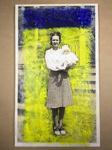 David Alexander: Swatches: Yellow/Blue, 2020, encaustic on board, 8.25x14”