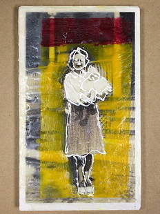 David Alexander: Swatches: Yellow/Red, 2020, encaustic on board, 5x8.5”