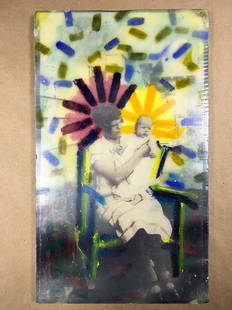 David Alexander: Secular Madonna #10, 2020, encaustic on board, 8.25x14”