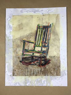 David Alexander: Rodeo Furniture, 2020, encaustic on mat board, 11x14”