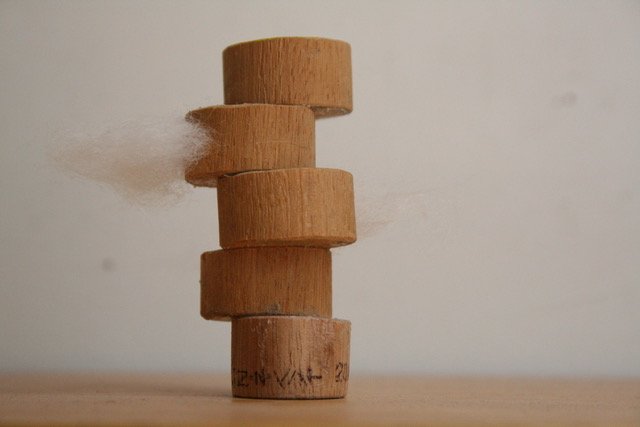 Liz-n-Val: Clouds, 2020, wood & cotton, 2 1/2” x 2 3/4” < The artist team Liz-N-Val has collaborated for over thirty years. Liz-N-Val use unorthodox materials, processes and concepts as a 'direct' approach t