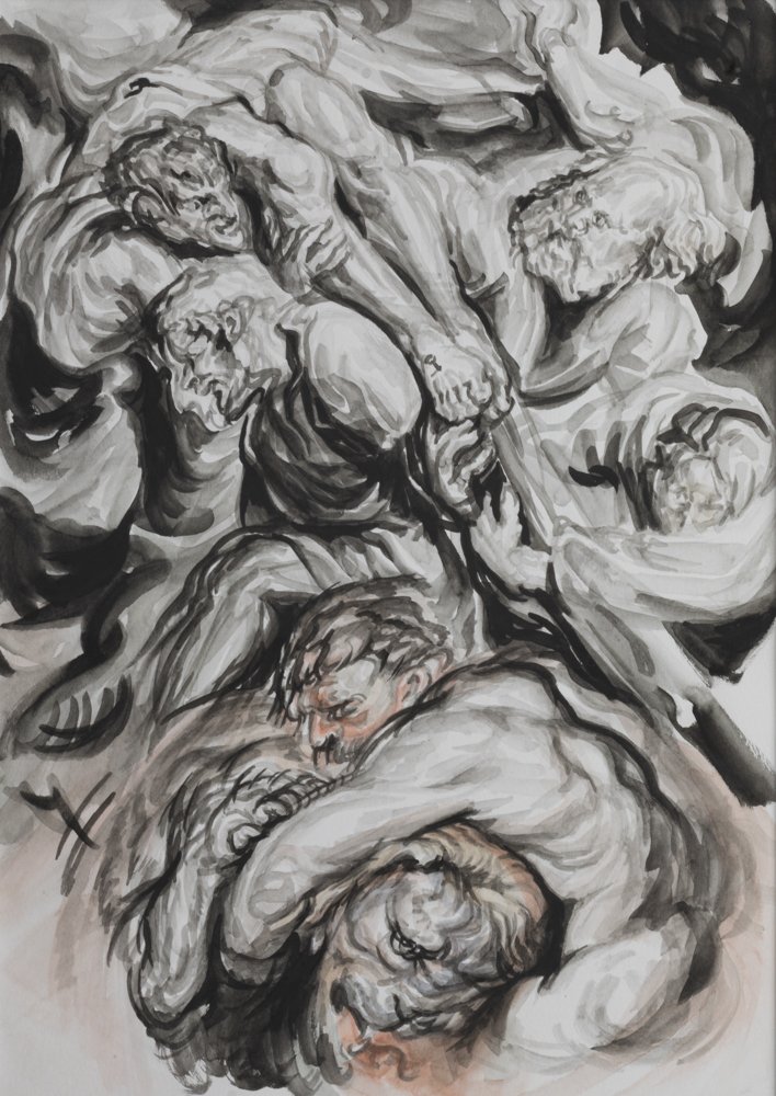 Junghyuk Park: Drawing for muscle memory 19021, 2019, watercolor on paper,16.5 × 21”shipping from Korea