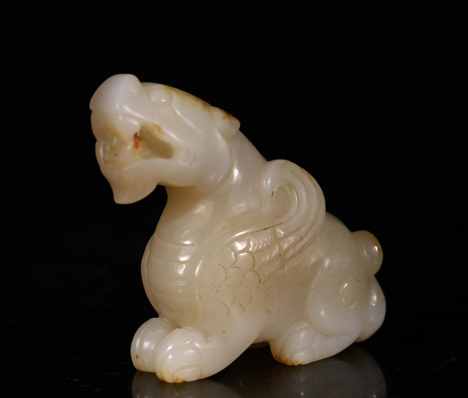 A Fine and Rare White Jade Animal: A Fine and Rare White Jade AnimalChinese Han Dynasty Size:4cmX4.5cm