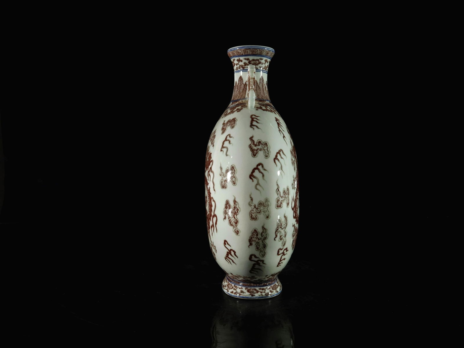 A Underglaze Red Dragon Pattern Moonflask - 5