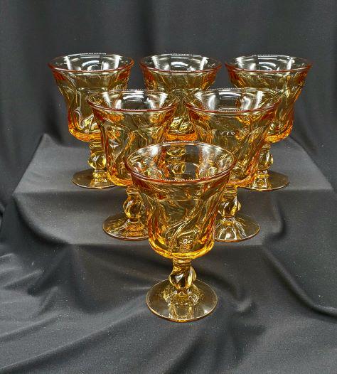 Fostoria Jamestown Amber Wine Glassware: Set of 6 Fostoria Jamestown Amber Wine or Iced Tea Glassware; Discountinued Pattern