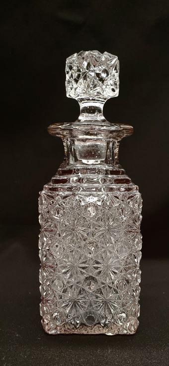 Lavender Crystal Decanter: Beautiful Vintage Lavender Crystal Decanter in classic daisy and butterfly pattern.