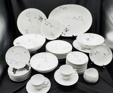 50 Pieces Rosenthal Continental Quince Dinnerware: Total of 50 pieces of Raymond Loewy for Rosenthal Continental China Quince Pattern Dinnerware & Accessories Discontinued. Actual: 1956 - 1964 Perfect condition - no chips, cracks, stains, crazing or