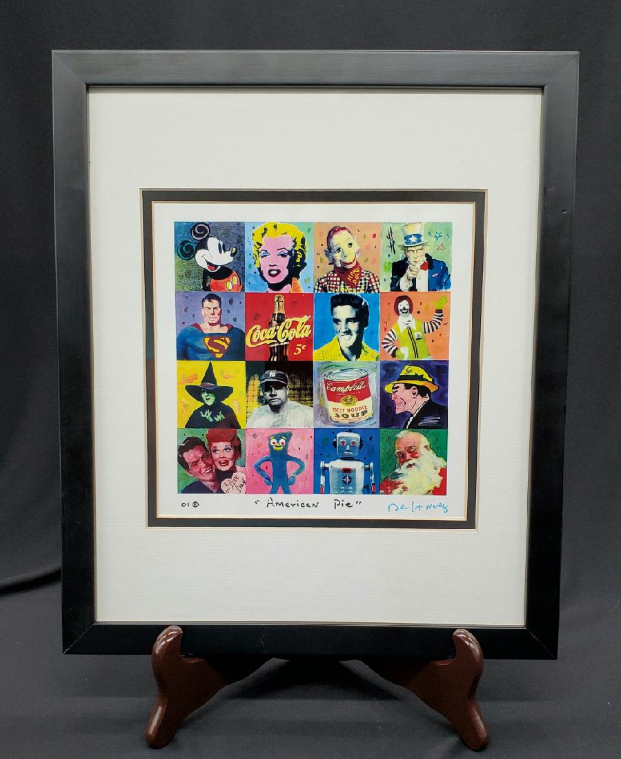 American Pie POP Art signed by De La Nuez: Colors jump out on this great piece of art work. America Pie which is signed by De La Nuez sizw 13" x 10" Professionally framed.