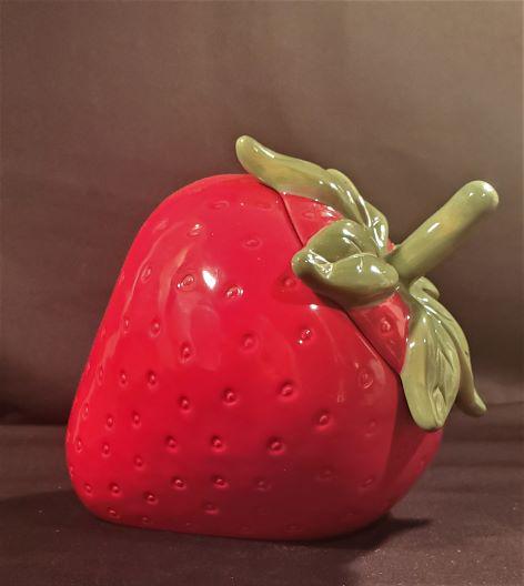 Vintage Cookie Jar Strawberry: Vintage Cookie Jar in the Shape of a Strawberry Dimensions: 11" L x 9" H