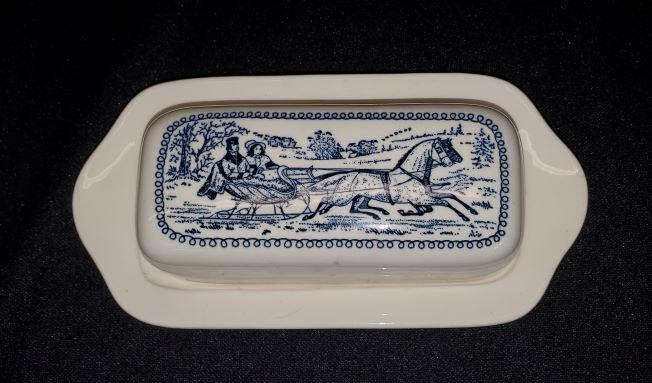 "Tonquin", "Enoch Woods", Butter Dish: "Tonquin" Royal Stafforshire Dinnerware by Clarice Cliff made in England Plate, Enoch Woods English Scenery WoodsWare by Wood & Sons England Plate, Beautiful Butter Dish