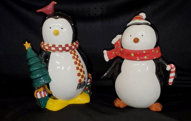 Holiday Penguins Cookie Jars: 2 Holiday Cookie Jars