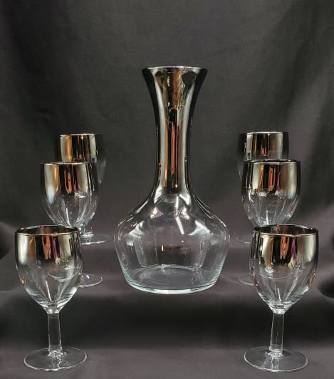 RARE! Vintage MCM Decanter Set: RARE! Vintage MCM Decanter Set - ^ wine glasses and decanter