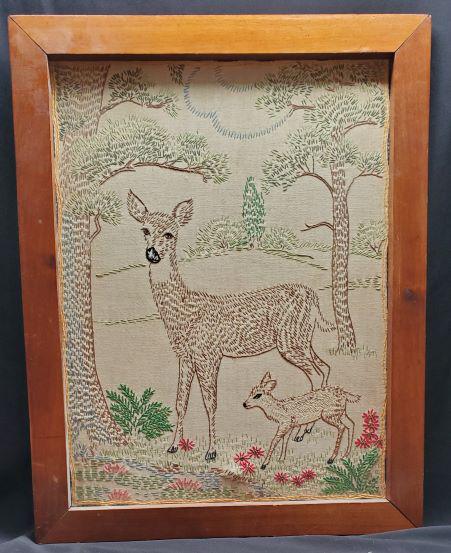 Tapwstry/Needlepoint - Deer and her baby: 17" x 22"