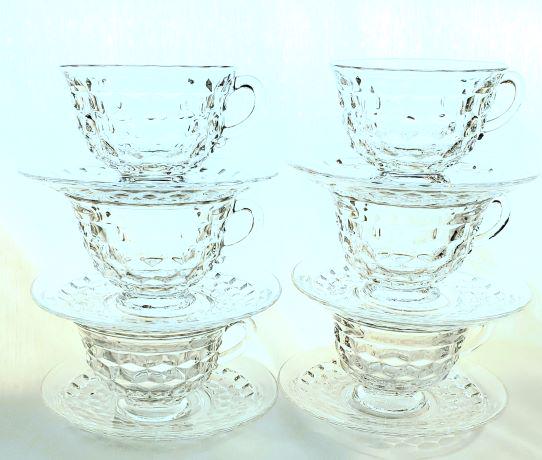 Fostoria American Clear Set of Six Cup and Saucer (1 of 1)