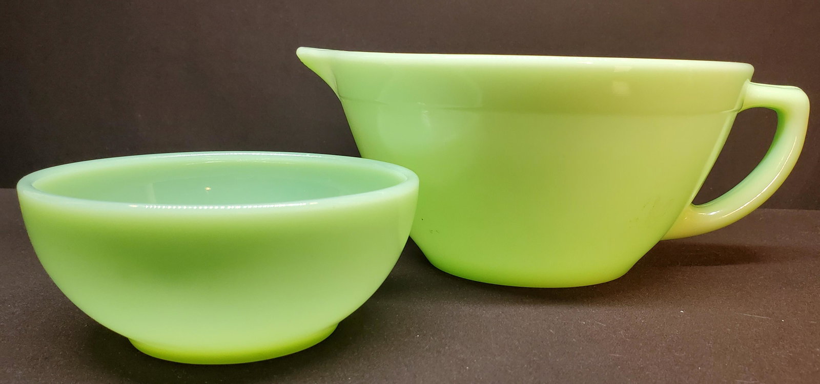 Vintage Fire King Jadeite Mixing Bowl + Bowl: Vintage Fire King Jadeite Mixing Bowl + Vintage Fire King Jadeite Bowl