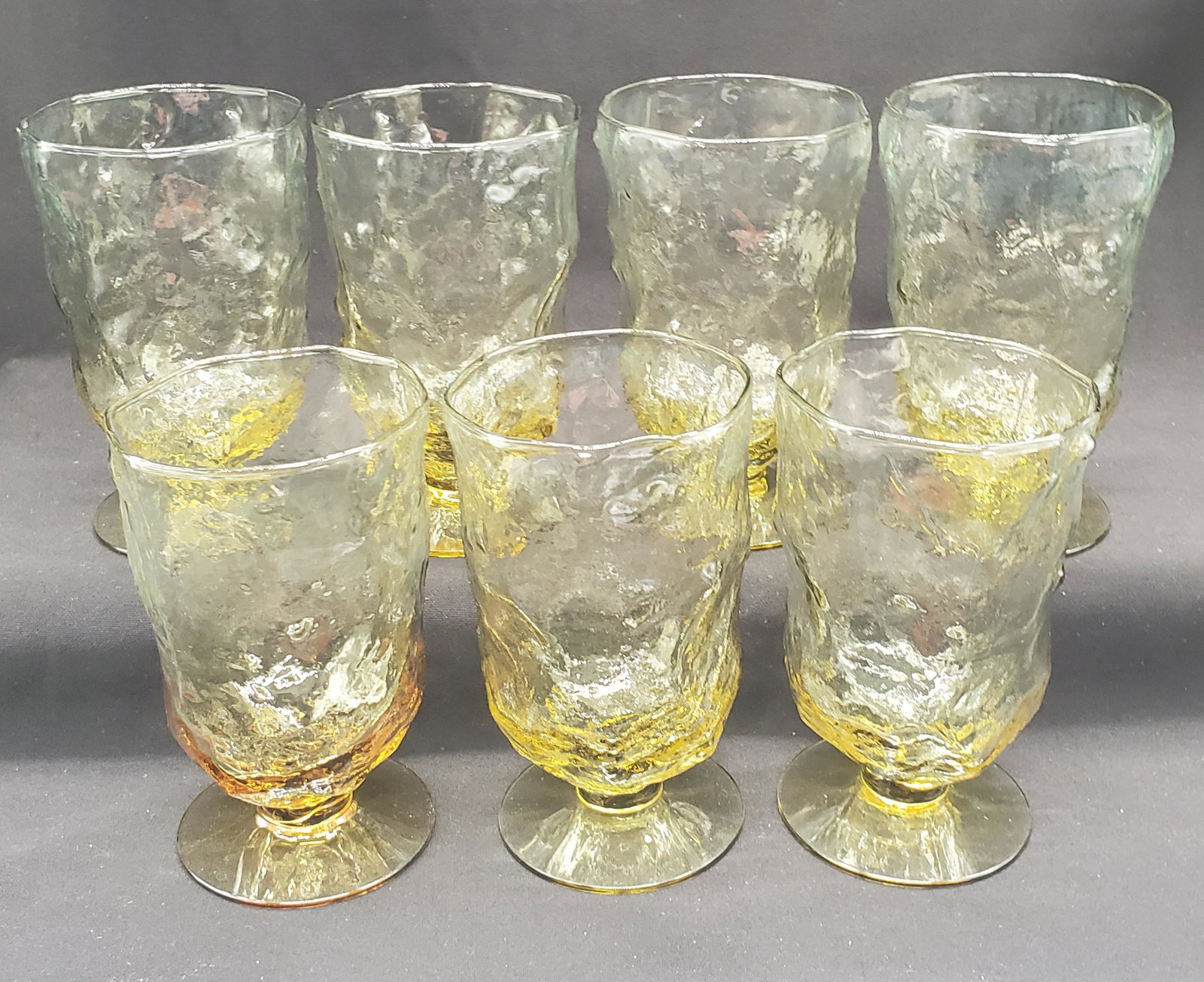 Antique Amber Color Glasses: Set of 6 Antique Amber Colored Glasses, 5inch tall