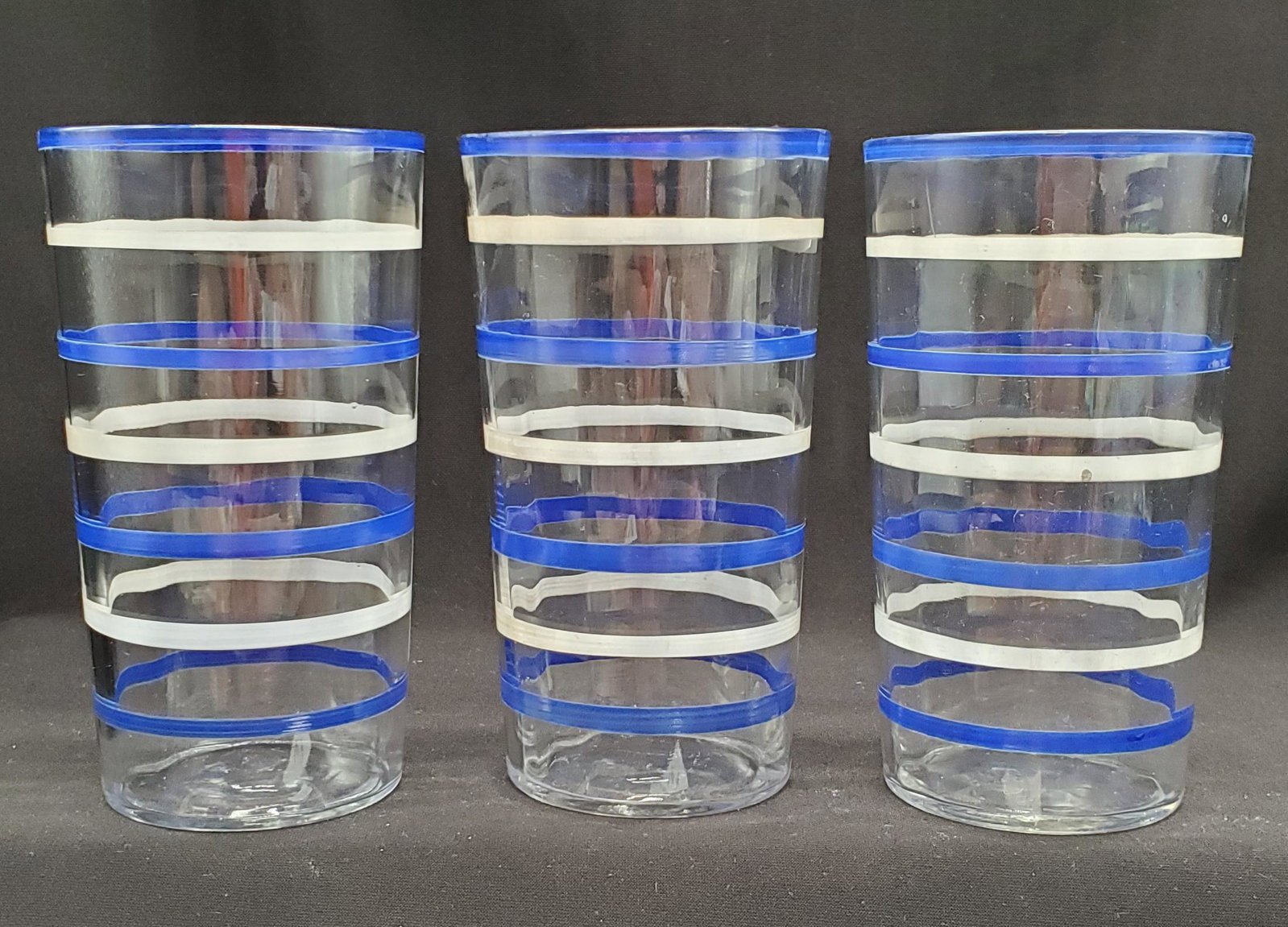 Vintage Stripped Highball Glasses: Set of 3 Stripped Highball Glasses