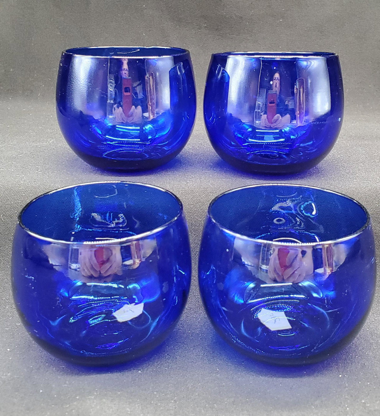 Cobalt Blue Roly Poly Glasses: Set of 4 Roly Poly Cobalt Blue Glasses, 2.5inch tall