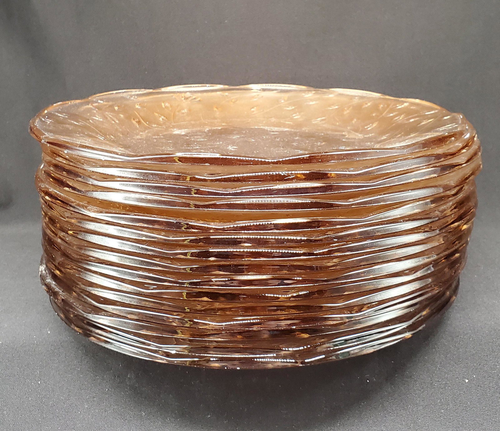 Vintage Amber Glass Dinner Plates: Vintage Amber Glass Dinner plates by KIG Indonesia, 10inches wide
