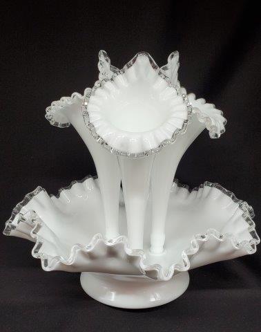 Fenton Silver Crest: Vintage Fenton Silver Crest Epergne set of 4 - Excellent Condition