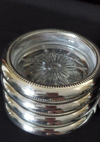 Set of 4 Silver Plated Crystal Coasters (1 of 1)