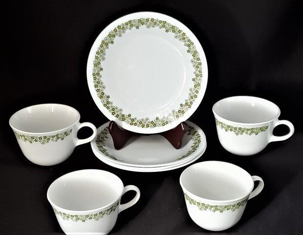 Corelle by Corning Cups and Plates: 4 of each Tea Cups and 6 3/4" Dessert Plates