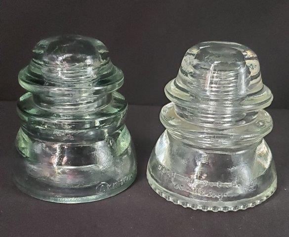 Antique Vintage Glass Insulators, Set of 2: Antique Vintage Glass Electrical Telephone Insulators Set of 2