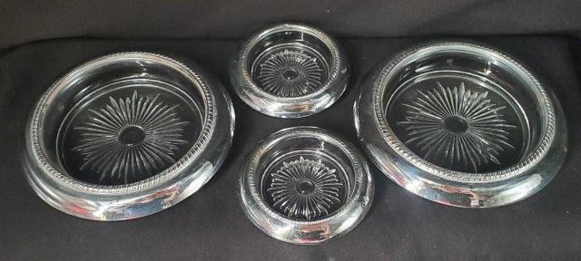 Ashtray and Coaster Silver Plated & Glass: Ashtray and Coaster Silver Plated & Glass