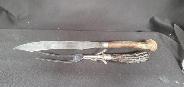 Antique Carving Set - Bone Handle: Antique Carving Set - Bone Handle