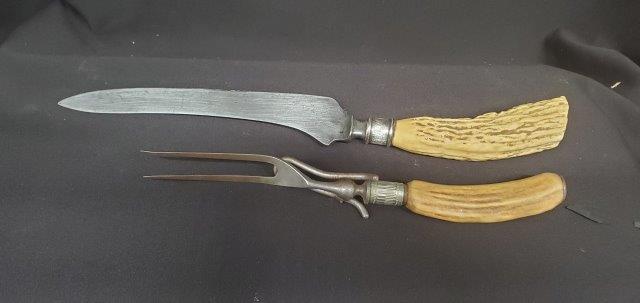Antique Carving Set - Bone Handle: Antique Carving Set - Bone Handle