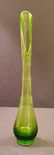 Footed Hand Blown Green Glass Bud Vase - 2
