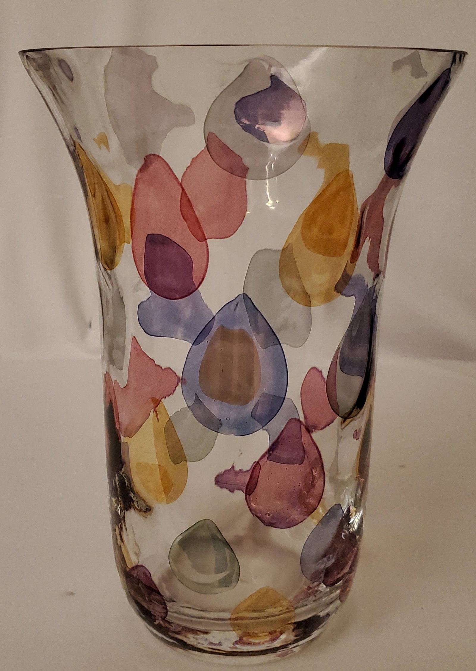 Art Glass Vase Controlled Multi-Colored: 10" tall and 6.5" opening and 5" base