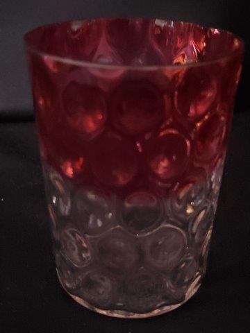 Heisey Yeoman Sahara Optic Dots: Heisey Yeoman Sahara Optic Dots Clear to Cranberry Glass Cup
